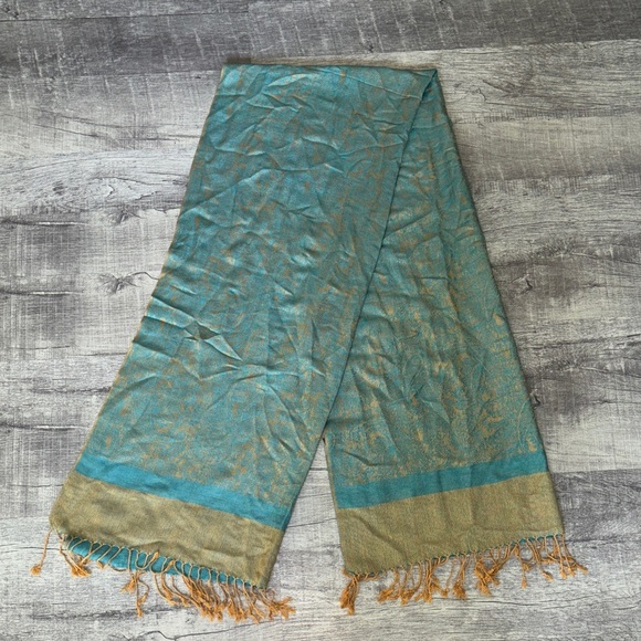 pashmina Accessories - Turquoise Honey Paisley Pashmina Scarf